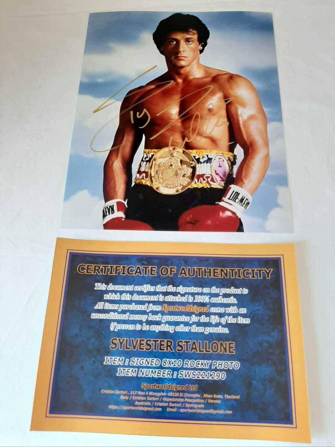 FOTO Rocky Balboa Sylvester Stallone Autografata Signed + COA Photo Rocky Balboa Sylvester Stallone  Autografato Signed