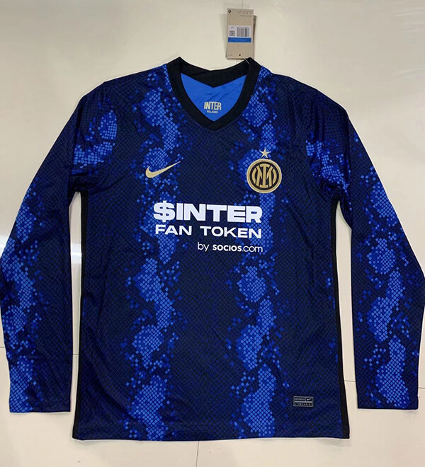 INTER MAGLIA CASA JERSEY HOME 2021 2022 MANICHE LUNGHE LONG SLEEVES