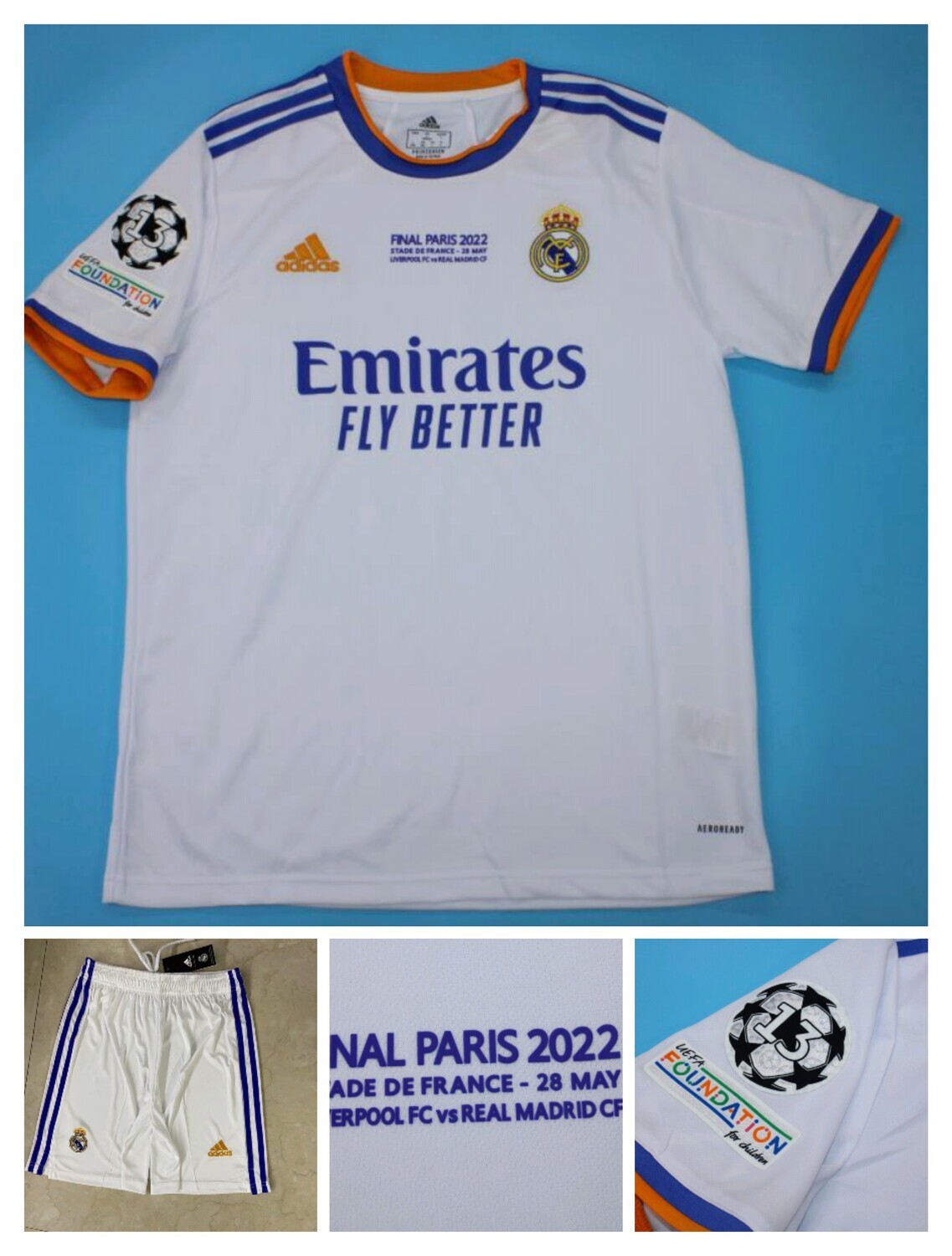REAL MADRID MAGLIA JERSEY FINAL CHAMPIONS 2022 FINALE CHAMPIONS 22 version player match
