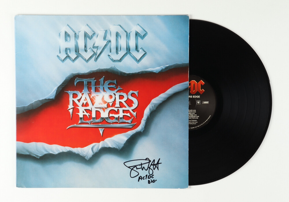Simon Wright Record Vinile Autografato Signed AC/DC The Razors Edge Vinyl Record Album Inscribed AC/DC & Dio JSA Double Coa Doppio Coa