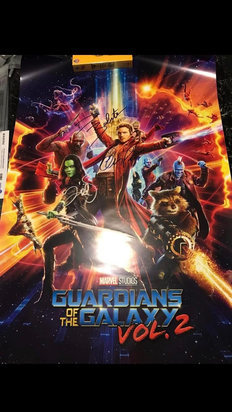 Poster Guardians of the galaxy Signed by Pratt  Saldana  Bautista Autographs  Poster 60 *90 cm Movie Posters Guardiani della Galassia
