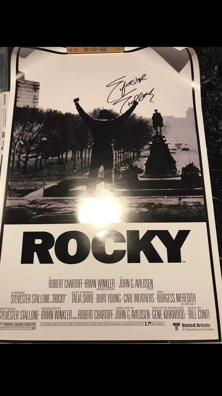 Poster Sylvester Stallone Autografato Autograph Hand Signed Rocky Sylvester Stallone Poster 60 *90 cm