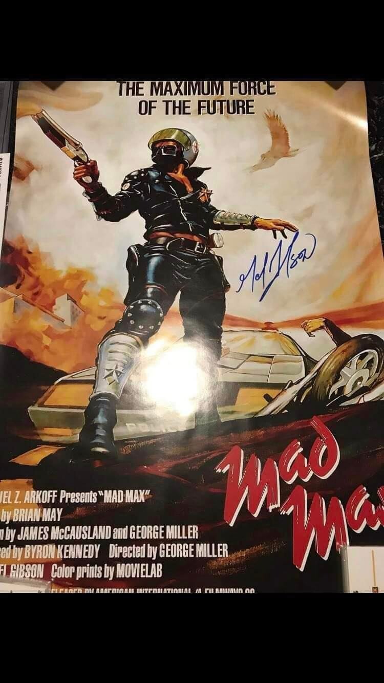 Poster  Mad Max Mel GIBSON  Autograph Hand Signed    AUTOGRAFI MAD MAX Gibson   Poster 60 *90 cm Mad Max  Autografi Autographs Hand Signed