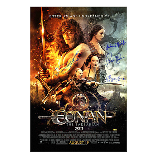 Autografi Autographs Hand Signed CONAN Jason Momoa, Rose McGowan, Rachel Nichols and Stephen Lang Signed Conan the Barbarian 27x40 Original Movie Poster Hand Signed Proof Photos Signed and Hologramm