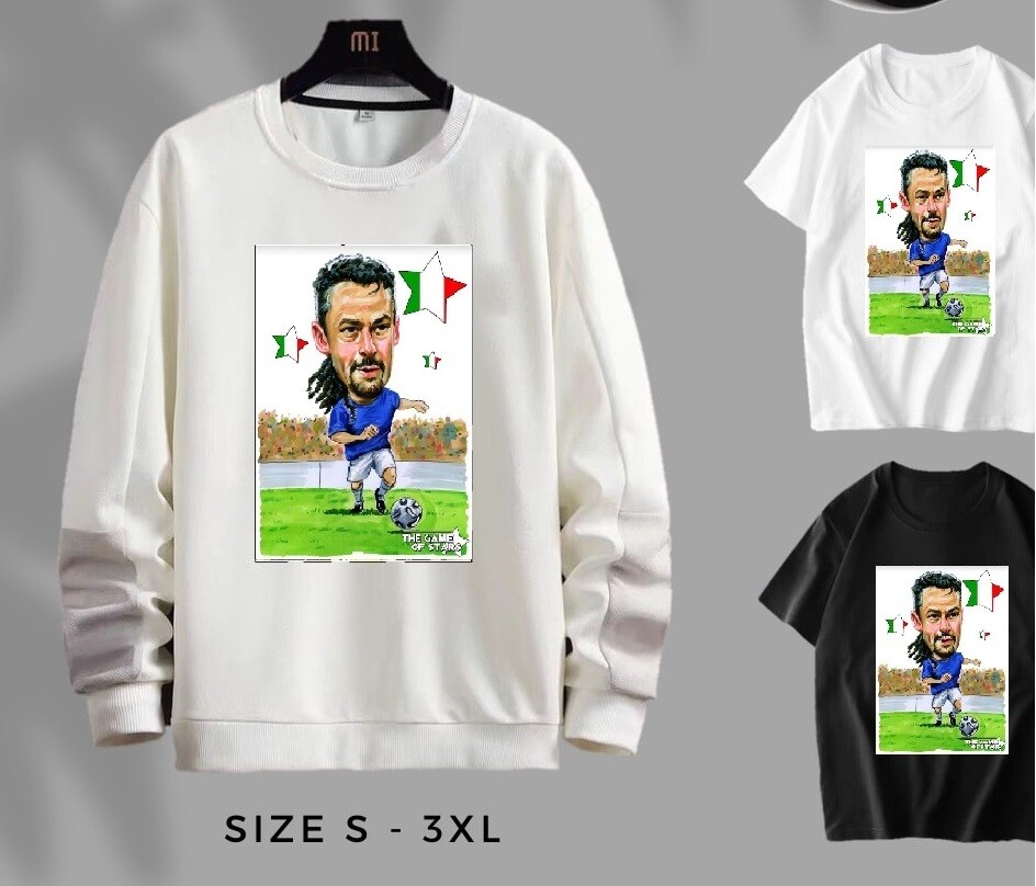 Felpa Sweathershirt Stampata Printed + 2 T Shirts Stampate Printed + 1 Cappellino Cap ROBERTO BAGGIO ITALIA ITALY