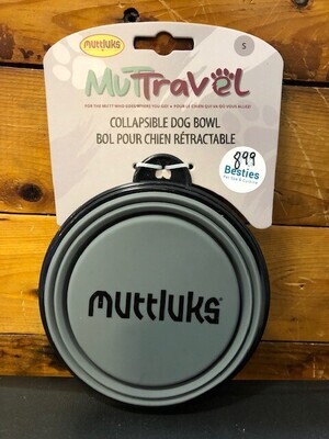 MuttLuks Collapsible Dog Bowl Grey Small 