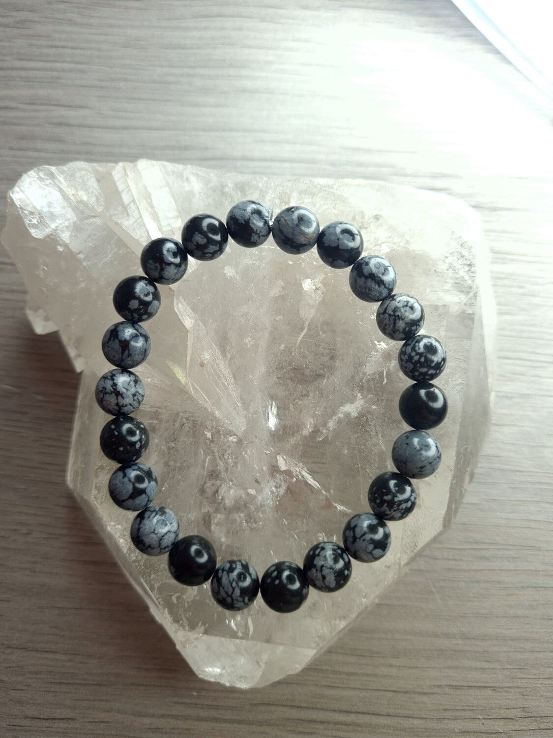 Bracelet Obsidienne Flocon de Neige ø8