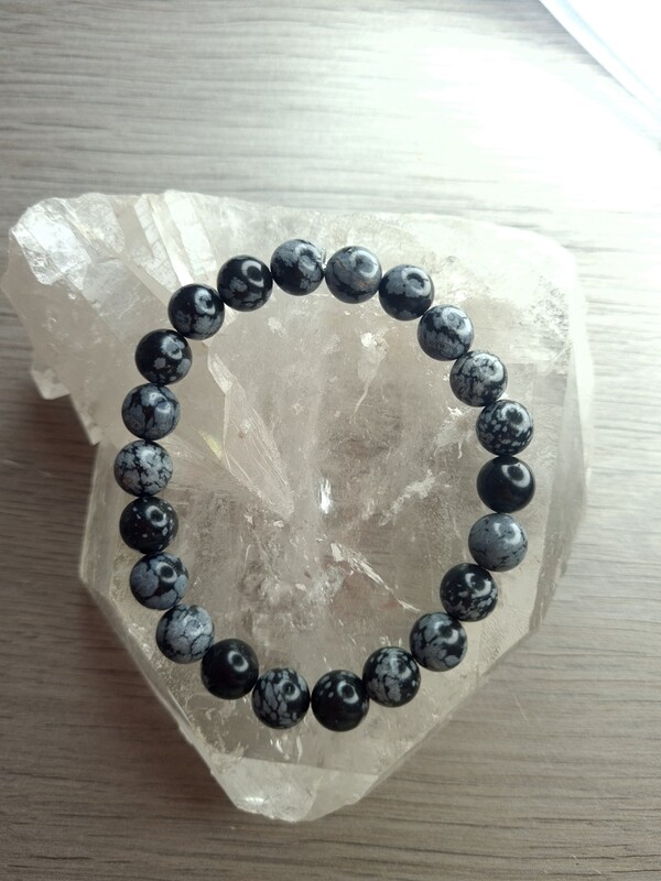 Bracelet Obsidienne Flocon de Neige ø8
