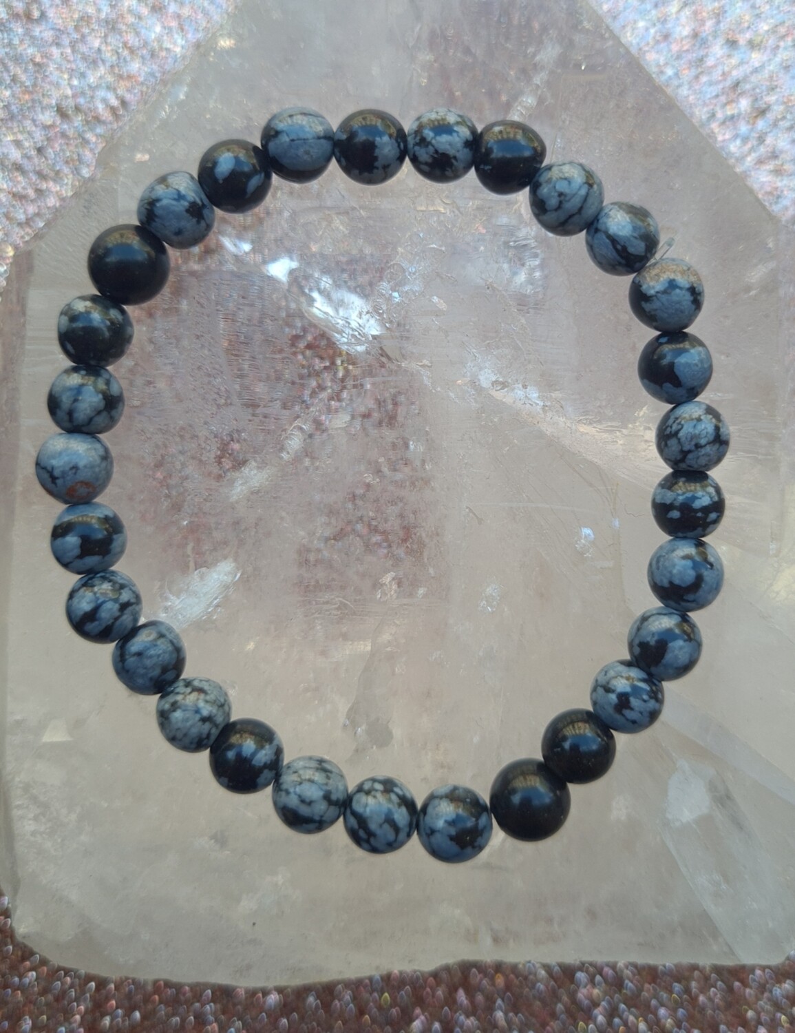 Bracelet Obsidienne Flocon de Neige ø6