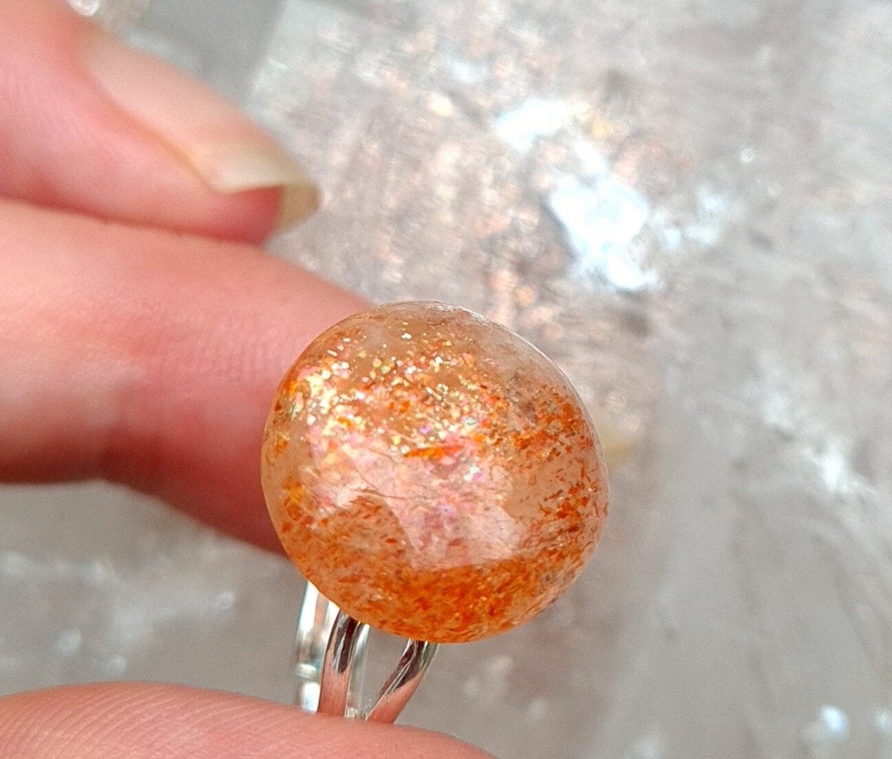 Bague Pierre du Soleil Qualité gemme - Bronze Plaqué Argent