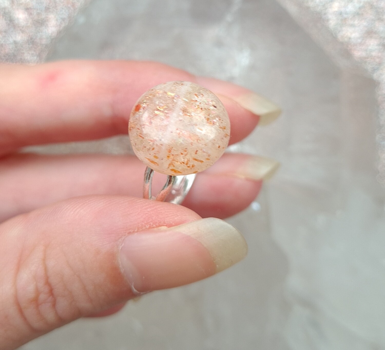 Bague Pierre du Soleil Qualité - Bronze Plaqué Argent n°8