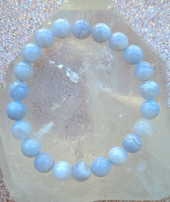 Bracelet Calcédoine Bleu ø8