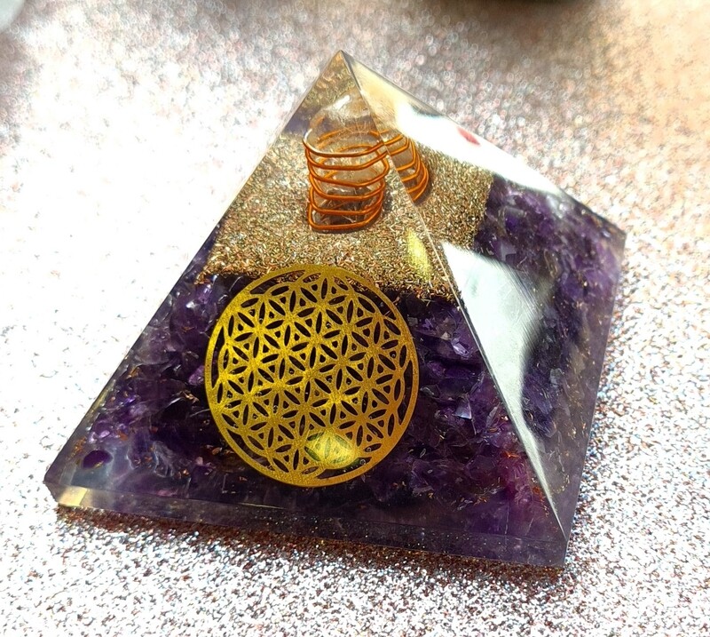 Orgonite Améthyste Fleur de Vie