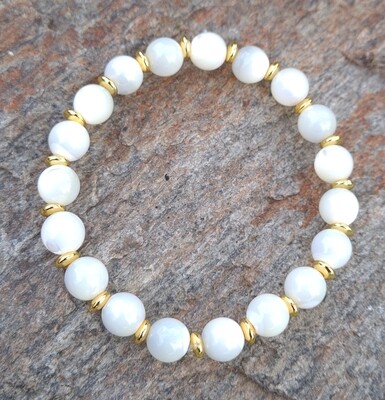 Bracelet Nacre Breloque Plaqué Or 18k ø8