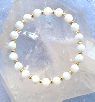 Bracelet Nacre Breloque Plaqué Or 18k ø6