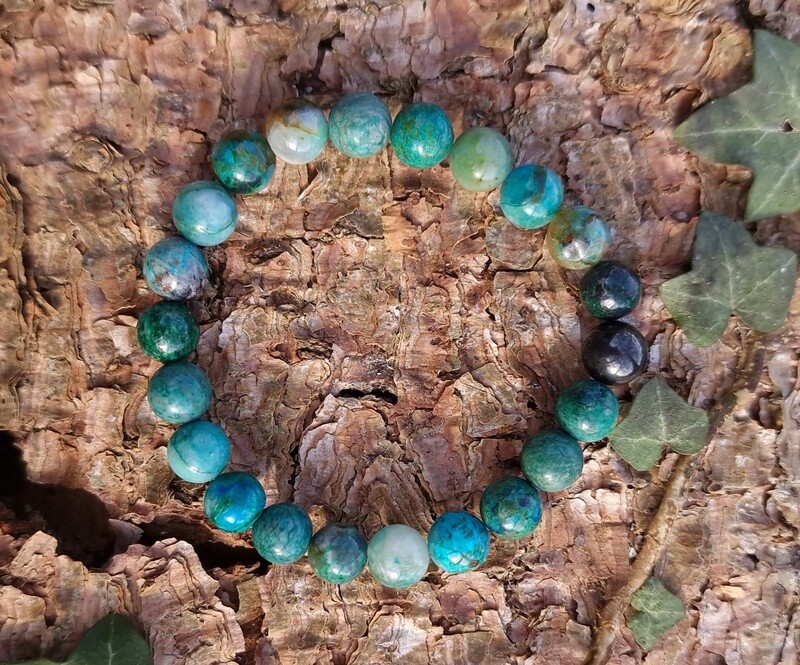 Bracelet Chrysocolle du Pérou AA+ ø8