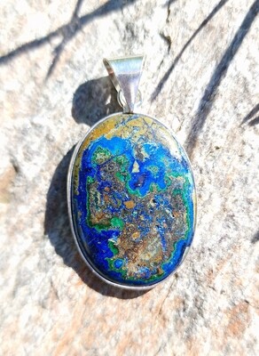 Azurite inclusion Malachite Serti Argent n°2