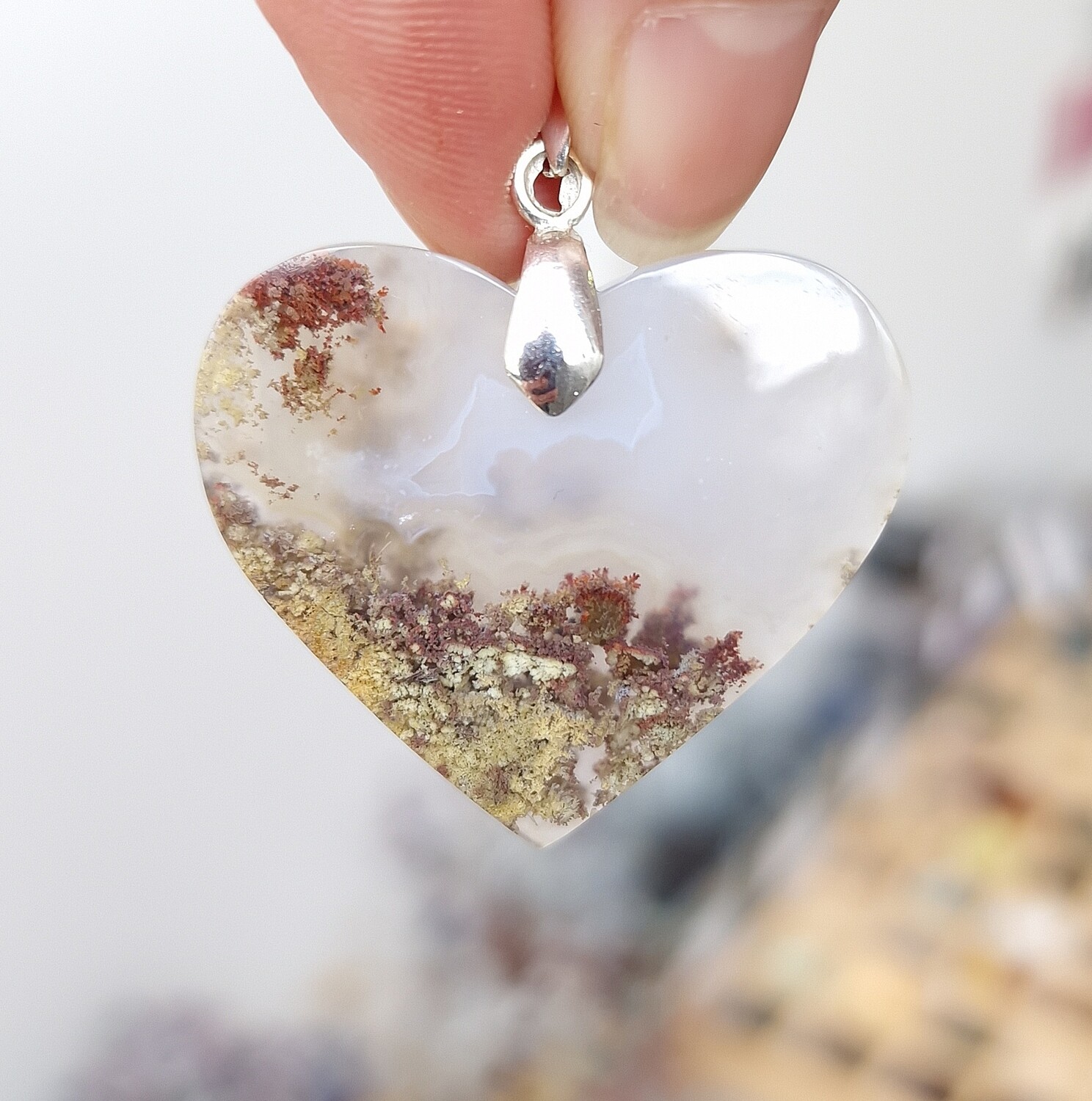 Agate Mousse Paysage Coeur n°3