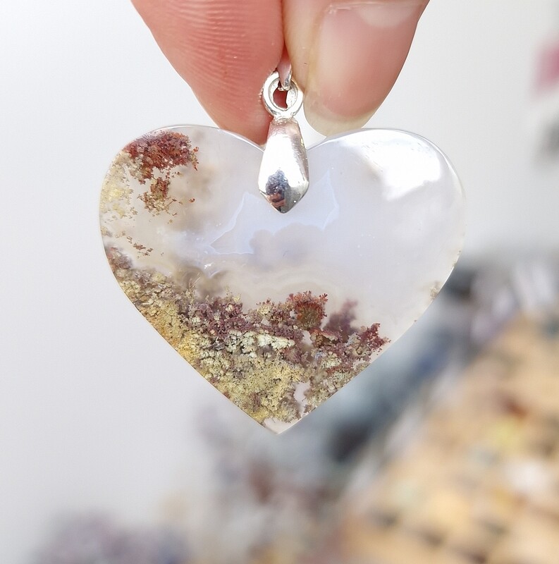 Agate Mousse Paysage Coeur n°3