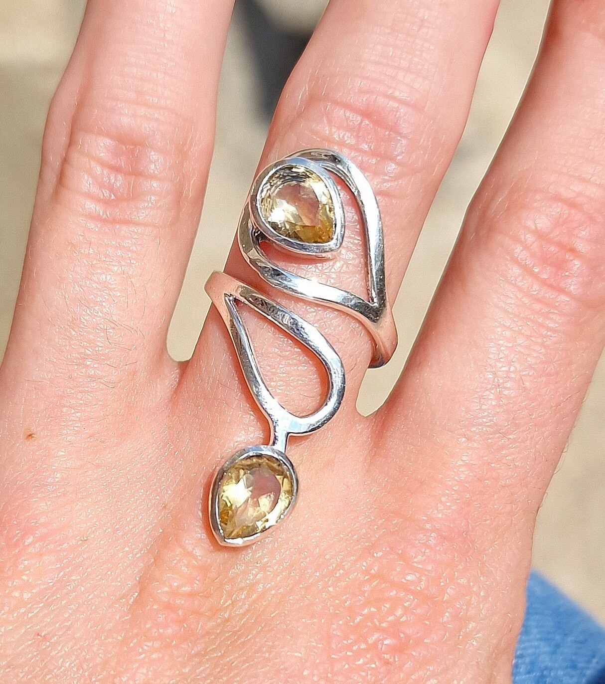 Bague Argent Citrine Naturelle AAA