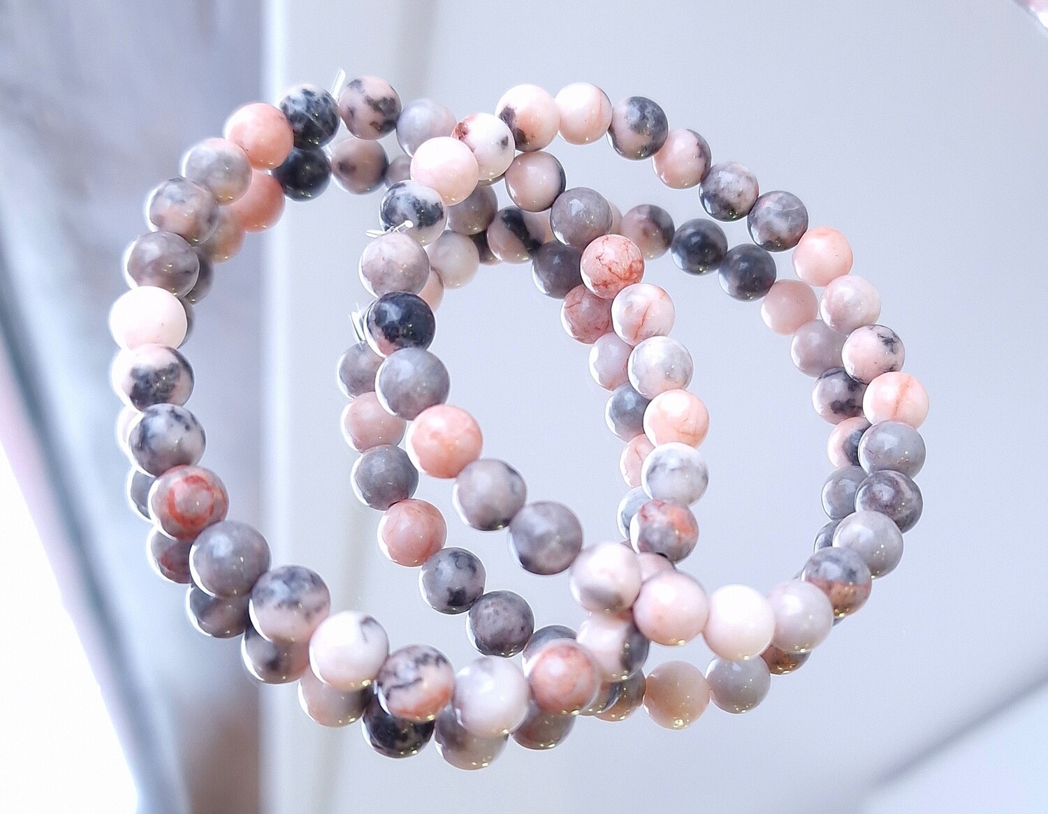 Bracelet Jaspe Zèbre Rose ø6