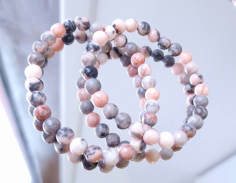 Bracelet Jaspe Zèbre Rose ø6