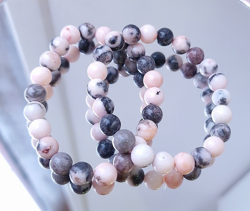 Bracelet Jaspe Zèbre Rose ø8