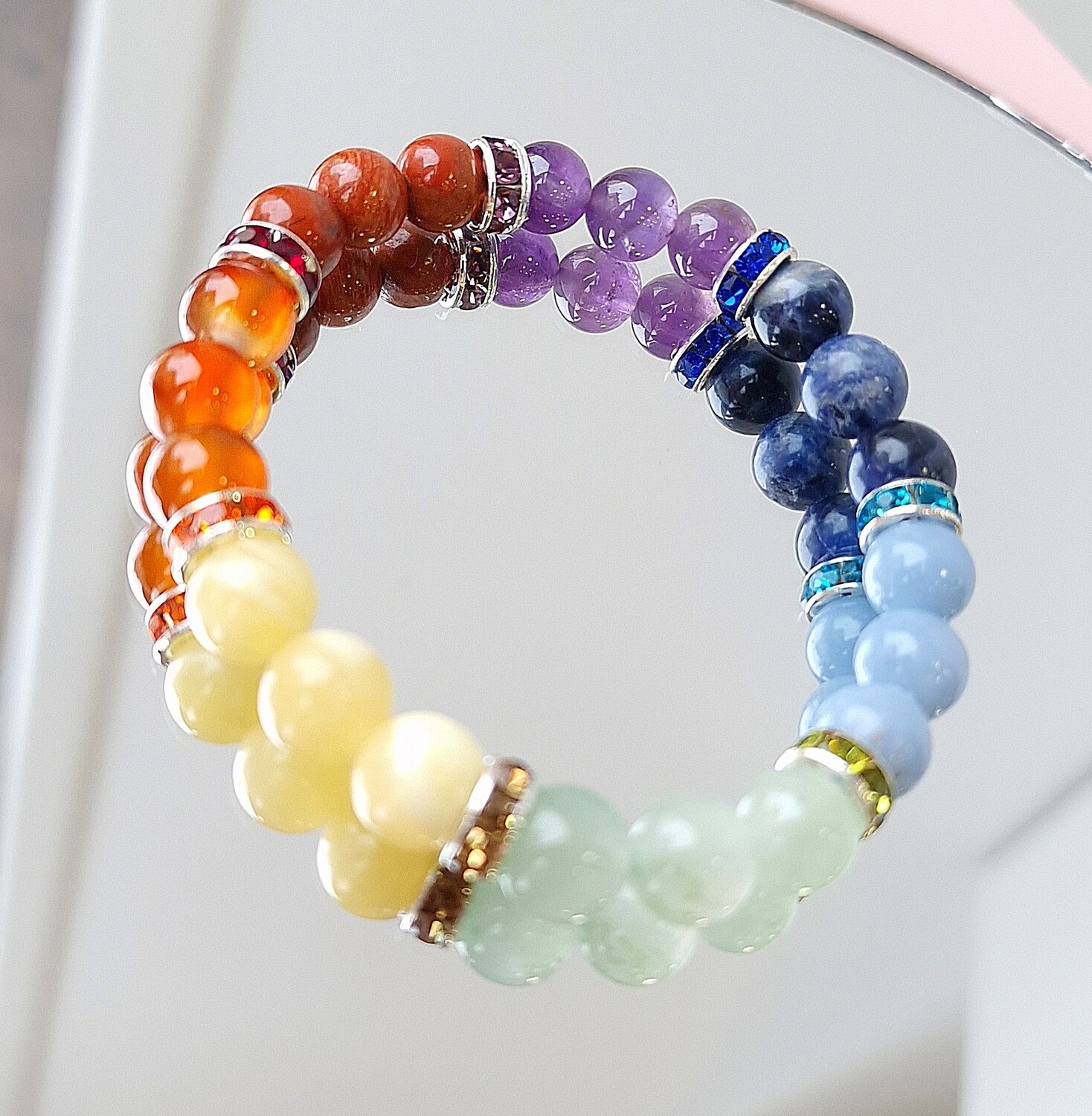 Bracelet 7 chakras ø8