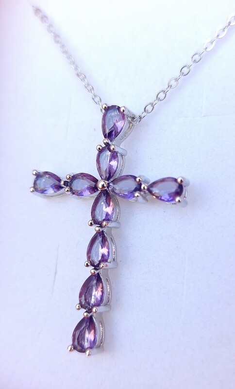 Croix Améthyste + Chaîne 45 cm