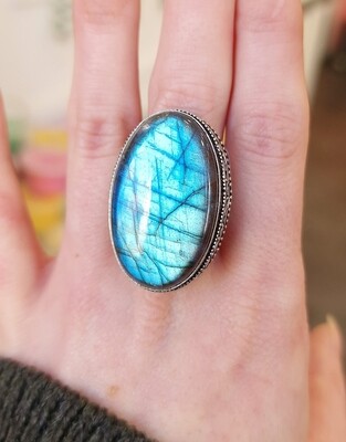 Bague Labradorite Bleue Vintage - T59/60