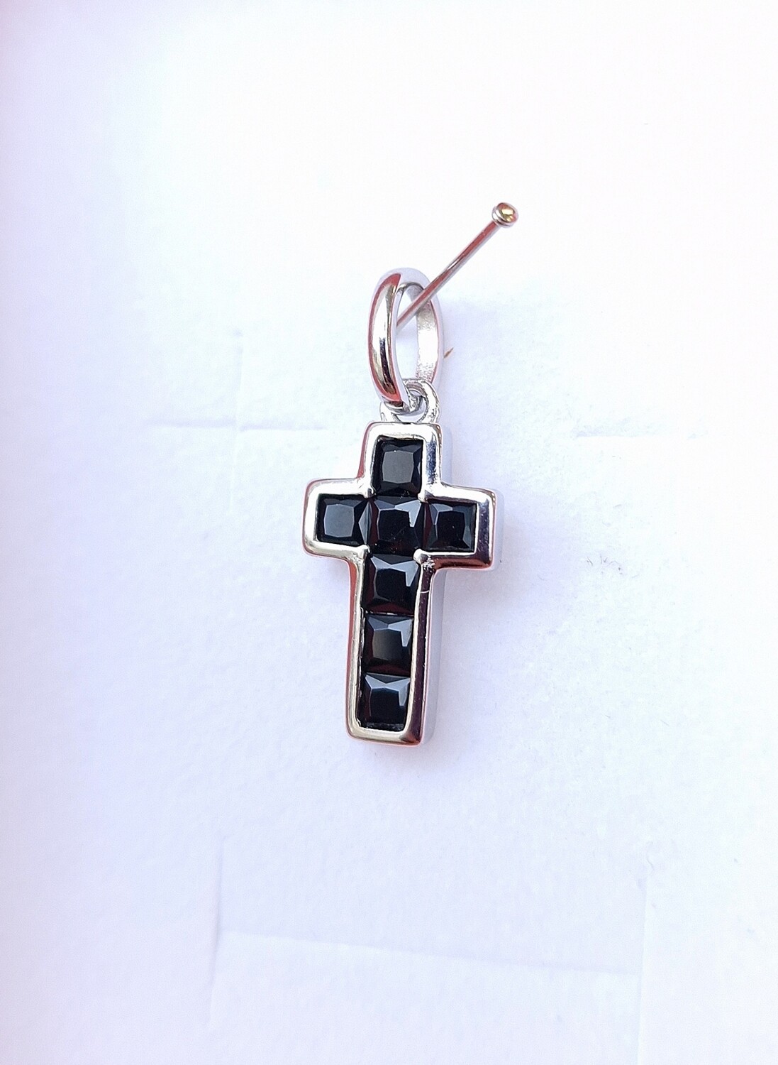 Croix Spinelle Noire Argent