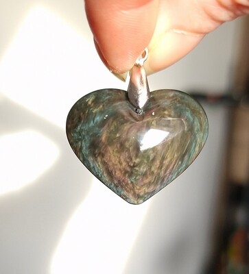 Obsidienne Coeur Double face Manta Huichol (Mentogochol) n°3