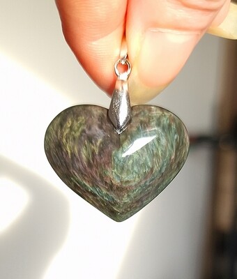Obsidienne Coeur Double face Manta Huichol (Mentogochol) n°3