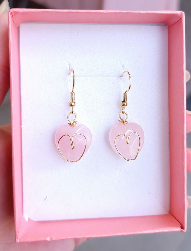 Boucle Quartz Rose Coeur