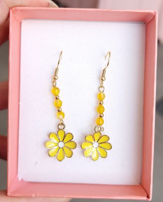 Boucle Opale Jaune Fleur