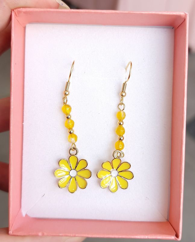Boucle Opale Jaune Fleur