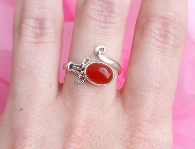 Bague Cornaline - Argent 925 Réglable