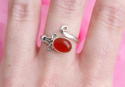 Bague Cornaline - Argent 925 Réglable