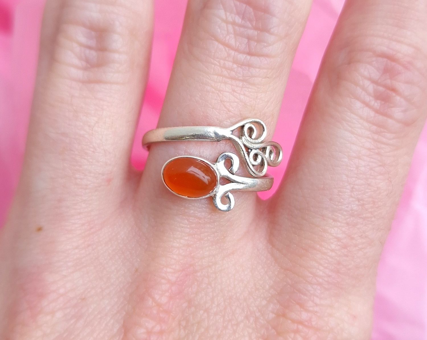 Bague Cornaline - Argent 925 Réglable
