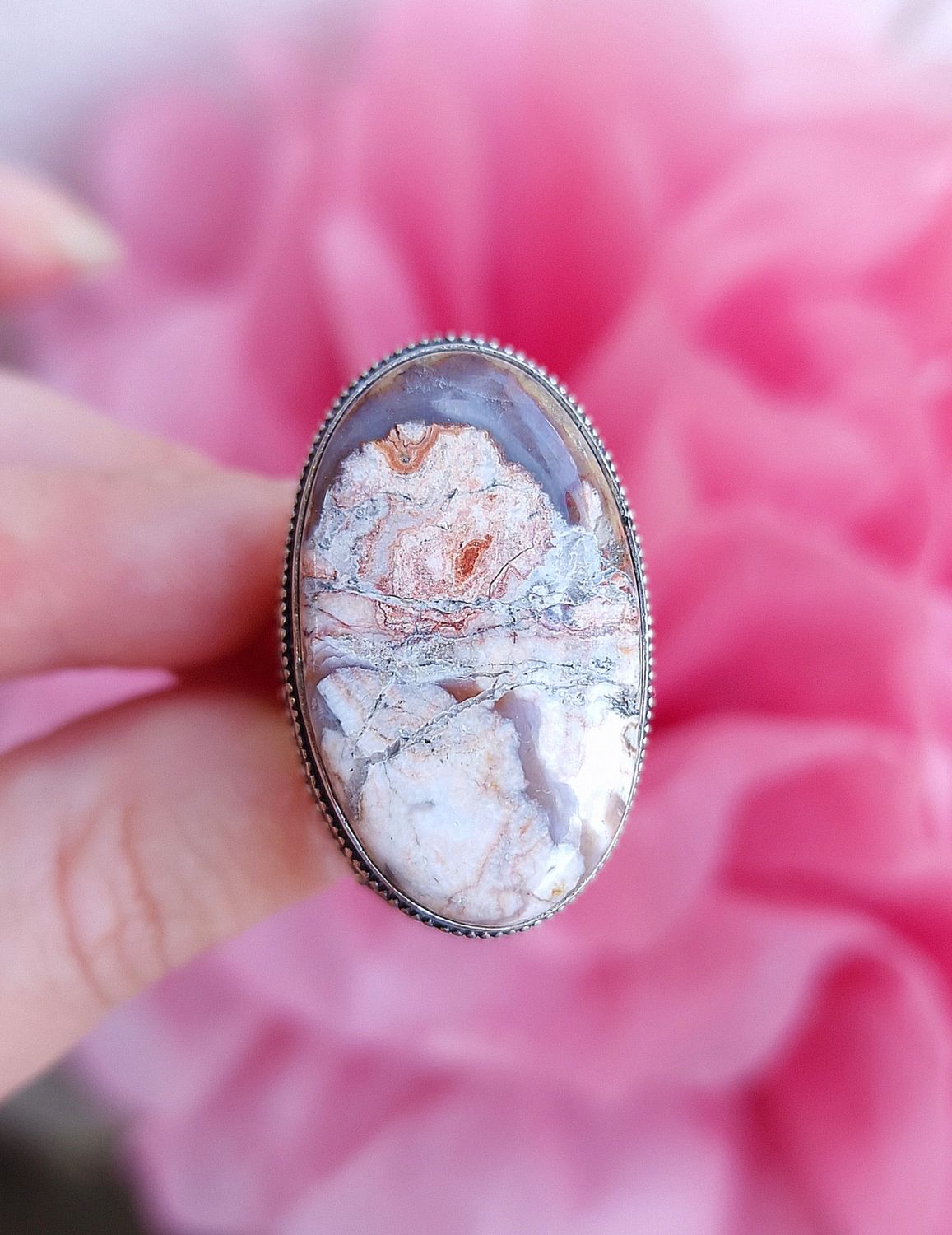Bague agate Crazy Lace - T59