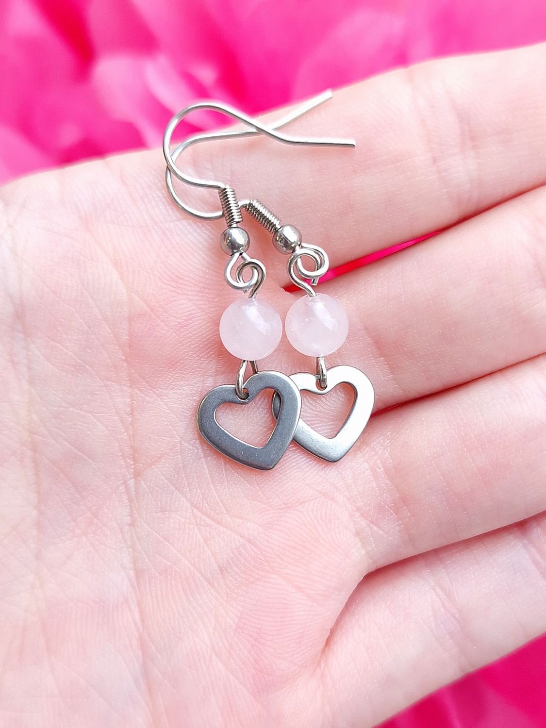 Boucle Quartz Rose Coeur 