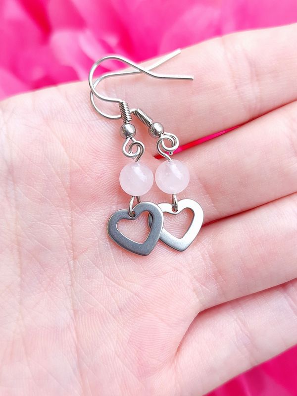 Boucle Quartz Rose Coeur