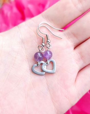 Boucle Amethyste Coeur 