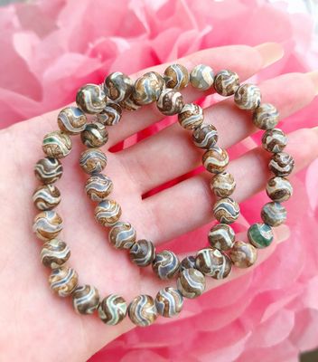 Bracelet Agate Arbre du Tibet ø8