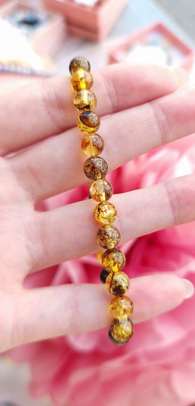 Bracelet Ambre Baltique Avec inclusion AAA ø6