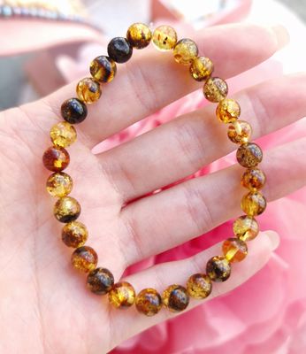 Bracelet Ambre Baltique Avec inclusion AAA ø6