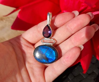 Labradorite/Améthyste - Monture Argent 