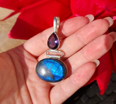 Labradorite/Améthyste - Monture Argent 