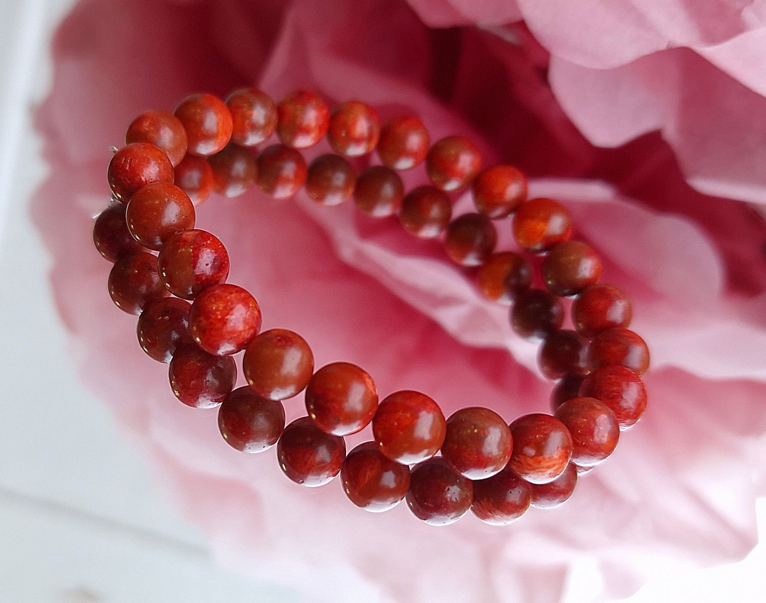 Bracelet Corail Eponge Rouge ø8