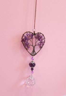 Capteur de Soleil Arbre de vie Améthyste et Cristal de Roche